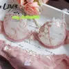 Sensuell kvinna underkläder underkläder set söt transparent spets push up bh underbyxor bh för kvinnor ultratunna stål ring Brassiere 220513