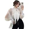 Женские блузки Korejepo, шелковистые рубашки ранней осени, модный темперамент, свободная рубашка с рукавами-пузырьками, женская нишевая рубашка французского дизайна 2023