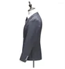 メンズスーツ（ジャケットベストパンツ）2023コスチュームホム3ピースストライプグレーシングルボタンメンクラシックビジネスヘレンアンズグ