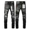 Hommes Violet Jeans Designer Mode Distressed Ripped Bikers Femmes Denim Cargo pour hommes Pantalon noir M68X