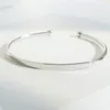 Bangle Flyleaf Brand 100% 925 Sterling Silver Smooth Round Open Bracelets Bangles For Women Minimalism Lady Fashion Jewellery 231027