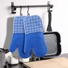 Кухонные рукавицы для духовки Силиконовые хлопковые рукавицы в скандинавском стиле с ромбовидной клеткой Силиконовые теплоизоляционные рукавицы 1222014