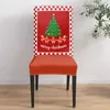 Chair Covers Christmas Santa Tree Plaid Stretch Cover 4pcs Elastic Seat Protector Case Slipcovers Dining Room Home Decoration