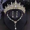 Colar brincos conjunto cor prata coroa nupcial flor e tiaras vestido de casamento jóias acessórios de fantasia