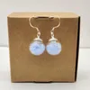 Pendientes colgantes Azul que brilla en la oscuridad Gran bola de cristal Esterlina 925 Gota de aguja de plata para mujer Joyería de moda bohemia hecha a mano