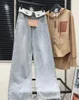 New Light Dark Blue Designer Brand Women S Pants Street denim jeans gamba dritta