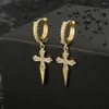 Boucles d'oreilles pendantes 5 paires/lot vente en gros en forme de croix goutte pour hommes et femmes bijoux Hip Hop E016