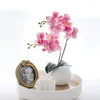 Decorative Flowers Artificial With Ceramic Vase Butterfly Orchid Party Garden Home Decor Silk Flower Wedding Decoration Desktop Accessories