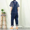 Men's Jeans For Men Korean Version Of Tooling Jumpsuits One-Piece Bib Blue Denim Trousers Overalls More Size S-3XL