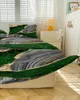 Bed Skirt Green Marble Texture Elastic Fitted Bedspread With Pillowcases Protector Mattress Cover Bedding Set Sheet