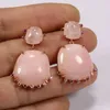 Boucles d'oreilles pendantes GuaiGuai, bijoux Triangle en Quartz Rose véritable, clous en forme d'eau, perles CZ, mariage, faits à la main pour dames et filles