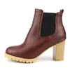 Botas 2023 inverno saltos grossos apontados dedo do pé feminino tornozelo senhoras marrom curto tamanho grande 40 41 42 43 44 45 46 47 48