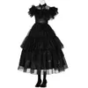 Cosplay Halloween Carnevale Mercoledì Costume Cosplay Nuovo Addams Family Party Dance Abiti neri con scarpe