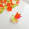 Charms 10pcs Cute Pearl Bell Orchid With Green Leaf Flower Pendant For DIY Jewelry Making Handmade Earring Necklace Bracelet Accessorie