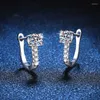 Stud Earrings Classic U-shaped S925 Silver Mosonite Women's Precision Quality 1 Carat D Color