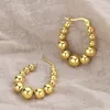Boucles d'oreilles créoles en acier inoxydable pour femmes, perles plaquées or, bijoux de fête de mariage, cadeaux pour filles