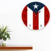 Duvar Saatleri Porto Riko Bayrak Saat Yuvarlak Stil Moda Modern Tasarım Ev Oturma Odası Yatak Odası Dekorasyon