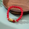 Link pulseiras 2024 ano chinês do dragão sorte pixiu pulseira para mulheres artesanal frisado ajustável amuleto amizade jóias