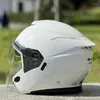 オートバイヘルメットオリジナルブライトホワイトダブルレンズハーフヘルメットメンセーフティレース