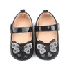 Primeiros caminhantes infantil bebê meninas mary jane apartamentos antiderrapante strass bowknot princesa vestido sapatos berço 3-11m