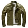 Men's Leather Faux Leather Green Leather Jacket for Men Horsehide Slim Fit Short Motorcycle Genuine Leather Coat J100 Style Male Clothing 5XL 231027