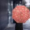 Paraplyer Orange Red Stars Moon Graffiti Creative Paraply Rain Women Automatisk tre vikbar vindtät parasol Parapluie