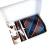 Bow Ties Boutique 7.5-8 cm Wide Tie Set Red Blue Purple Men's and Women's Ties Handkakor Manschettknappar CLIP Box Christmas Gift S 231027