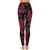 Leggings pour femmes rose pantalon de yoga floral sexy fleurs rouges graphiques push up fitness leggins feme