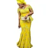 Elegant aso ebi spets sjöjungfru aftonklänningar halv ärmar arabiska afrikanska kvinnor lång formell festklänning underbara mor prom special tillfälle klänningar