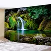 Tapisserier Ocean Wall Tapestry Landscape Forest Waterfall Lotus Tyg hängande dekor matta strand hem