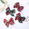 Hair Accessories Plaid Clips Baby Girls Cotton Linen Christmas Checkered Bow Hairpins For Toddler Kids Headwear