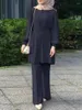 Etnische kleding Eid Mubarek Outfit Mode Pak Turkije Abaya Causale Broek Sets Moslim Lange Mouw Blouse Broek Dames Bijpassend