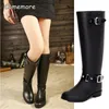 レインブーツcomemore women black water zip rain boots high female pvc快適なレインブーツ防水フラットシューズ231030