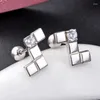 Orecchini a bottone Vero argento sterling 925 Gioielleria raffinata Moda all'ingrosso Piccola vite sul retro per le donne Goccia