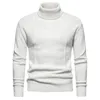 Herrtröjor 2023 Autumn/Winter Casual Fashion Versatile Slim Fit Bottom Shirt Polo Collar Solid Color Sweater Knit