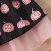 Robes de princesse pour filles de 3 à 7 ans, vêtements de fête d'halloween, imprimé citrouille, manches courtes bouffantes, ligne a, pour enfants