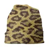 Berets unissex malha inverno gorro quente esqui crochê slouch chapéu macio leopardo manchas fundo mulheres homens boné