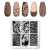 6 cm * 6 cm quadratische Leoparden-Nagelstempelplatten, Tiermuster, Schablonenwerkzeuge, Edelstahl, Nagelkunst-Stempeldesign, Nagelkunst, Nagelschablonen, Nagelkunstwerkzeuge