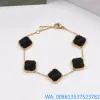 Bijoux de luxe Classique 4/Quatre Feuilles Trèfle Charme Bracelets Bracelet Chaîne 18K Or Agate Coquille Nacre Hommes Femmes Fille Couple Mariage Fête des Mères Bijoux Femmes cadeau