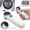 Magnifying Glasses 40X Hand-held LED Lighting Antique Jade Jewelry Stamps HD Identification 6B-1B Magnifying Glass Lens ampliador de tela celular 231030