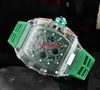 Ruch Watch 2023 RM Fashion Casual Quartz Watch Przezroczysty wybór kolorowy gumowy pasek mały wskaźnik