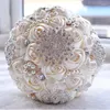 Decorative Flowers High Quality Handmade Fabric Rose Bridal Bouquet Elegant Crystal Rhinestone Bridesmaid Bouquets For Wedding Decorations