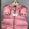 ニューキッズダウンベスト高品質の赤ちゃんのノースリーブフード付きジャケットサイズ110-160チェストロゴデコレーションチルドレンウエストコートOct25