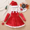 Meninas Vestidos Criança Nascido Babys Roupas Natal Santa Traje Sem Mangas Cinto Vestido Luvas Chapéu Set Childrens Roupas Inverno 231030