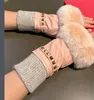 Leather Fingerless Gloves Designer Winter Fur Cashmere Glove Ladies Luxury Warm Rivet Pink Real Sheepskin Leather Glove Hardware Womens Mitten M L