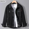 Men's Jackets 2023 Autumn Winter Mens Denim Jacket Trendy Fashion Ripped Jeans Outwear Male Cowboy Coats 3XL TA227