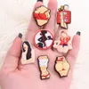 MOQ 20st PVC Cartoon Woman Don't Touch Tarden Slipper Shoe Buckle Bedårande tillbehör för armband Charms Button Girl's Gift