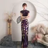 Ponadwymiarowy 5xl seksowna cekinowa cekina kwiat Cheongsam Women Slim Veet Qipao Elegancka wieczorowa sukienka imprezowa z krótkim rękawem vestidos