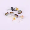 Stud Earrings 10Pairs ZYZ182-8792 Freedom Raw Crystal Metal Plating Quartz Natural Stone Mix Color Titanium Drusy Geode
