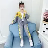 Clothing Sets Spring&Autumn Polyester Fibre Children Motion Set 2023 PPattern Hooded Splice Printing Leisure Time 2